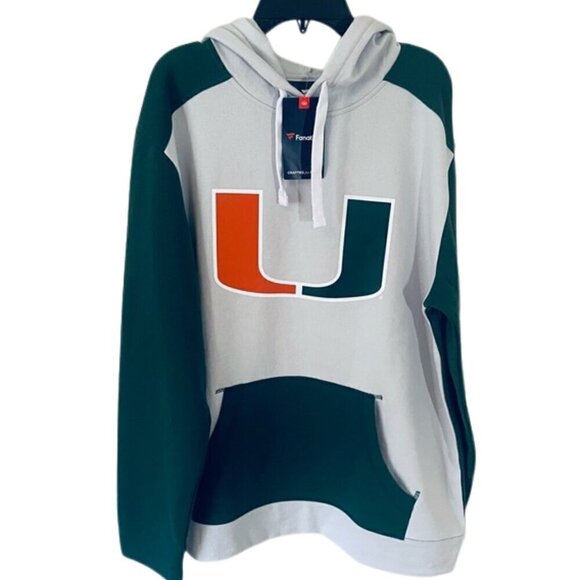 🏈 NWT Fanatics Men's Miami Hurricanes Arctic Hoodie – Cotton Blend Fleece – L - Picture 1 of 11